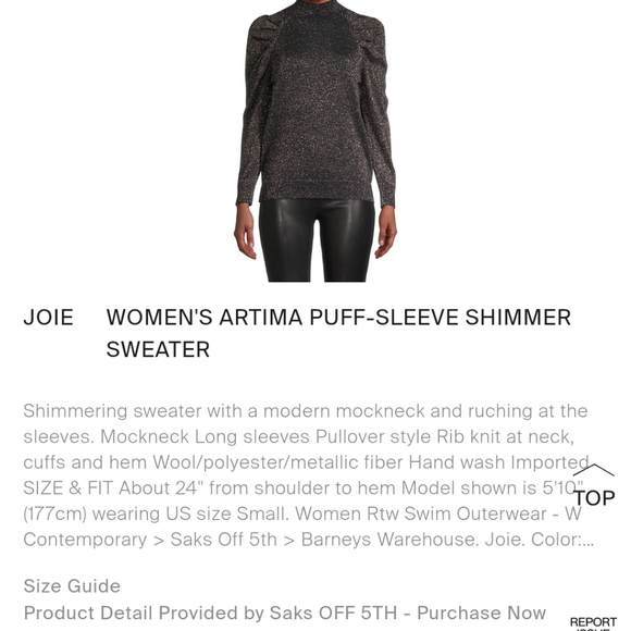 NWT Joie Artima Ruched Sleeve Wool Blend Sweater in Black - Picture 14 of 14